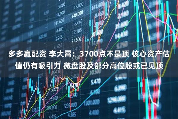 多多赢配资 李大霄：3700点不是顶 核心资产估值仍有吸引力 微盘股及部分高位股或已见顶